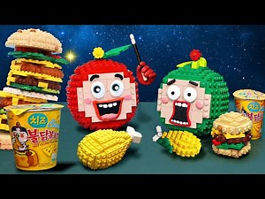 Lego Food: Big and Small Plate | Apu & Friends Last To Stop Wins Challenge ASMR
