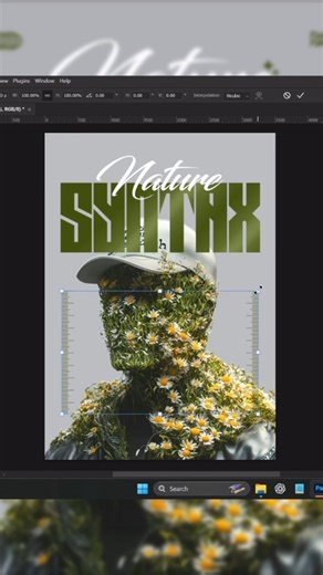 Logo © on Instagram: "Nature syntax Poster Design in Photoshop DM us to get best poster for your brand's! Concept by @arzu.visuals #posterdesign #photoshop #creative"