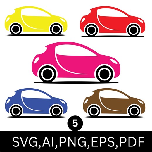 Modern Car SVG Bundle, 5 Vehicle Cut Files, Automobile Silhouette (instant Download) - Etsy