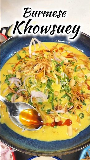 Easy Burmese Khowsuey Recipe | Rich & Creamy Coconut Noodle Soup | homemade Burmese cuisine #shorts