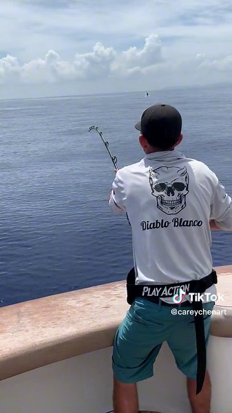 Releasing blue marlin off Cap Cana on Wicked Wahine #marlin #fishing #sportfishing #bluemarlin #careychenart #billfish #catchandrelease