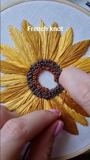 French knot quick tutorial💛 Sunflower embroidery🌻 #embroidery #tutorial #handmade #diy #craft #art