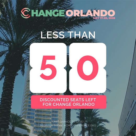 🚨Less than 50 discounted seats remain for #Change Orlando26 and once they’re gone, they’re gone. 👉 Register today before it’s too late: https://bit.ly/4pehZll Don’t miss your chance to secure the best savings on one of the most impactful change management events of the year. Lock in your spot now and invest in your growth before prices increase. | ACMP - Association of Change Management Professionals