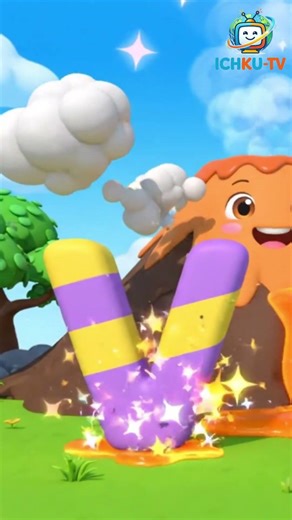 V for Volcano 🌋 | ABC Alphabet for Kids | Learn Letter V #shorts