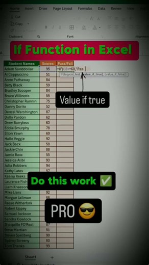 If Function in Excel Advance Excel tips and tricksexcel✅📈 #excel #viral #exceltricks #shrots #short