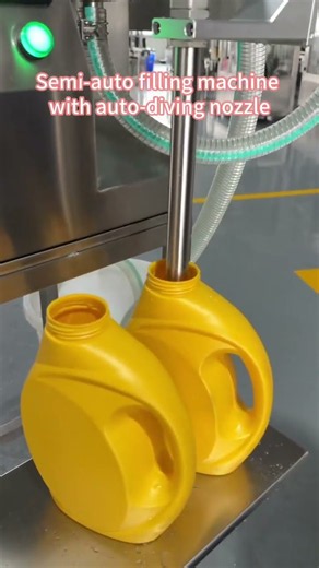 Semi Auto Filling Machine with Auto Diving Nozzle | Liquid Filling Equipment