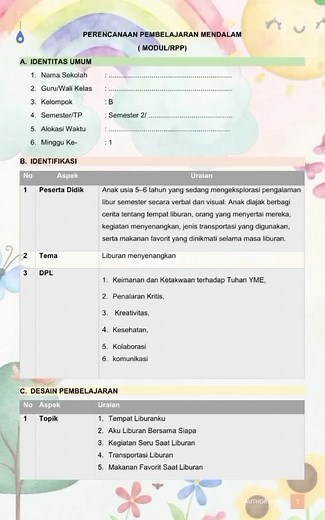 RPP Pembelajaran Mendalam untuk PAUD dan TK