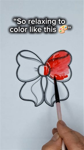 Coloring a Cute Bow | Relaxing Art 🎀 #trending #drawing #colors #shorts