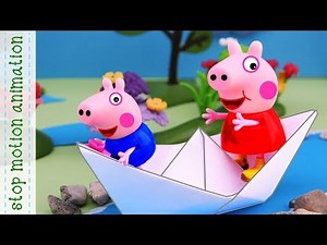 Paper Boats. Peppa Pig toys Stop motion animation new episodes 2018