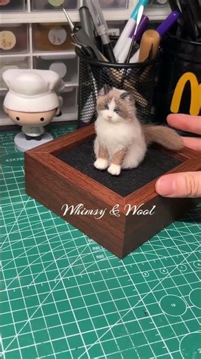 Mini felted wool Ragdoll cat plush #felted #cat