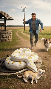 Farmer’s Last-Second Save 😱 | White Python vs Tiny Dog! .. .. .. .. .. .. .. .. .. .. .. .. .. .. .. #reels #reelsinstagram #reelsvideo #instagram #animals | Wildlife Moments