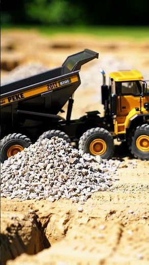 Miniature RC Dump Trucks Delivering Gravel