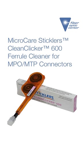 With over 600 cleans per unit, the Sticklers™ CleanClicker™ 600 provides a simple, click-to-clean maintenance for MPO/MTP connectors in high-density cabling networks, #datacenters, and central offices. Message us or visit focenter.com to shop for this product. #FiberOpticCenter #fiberoptics #fibercleaner #fiberopticcleaning #connector | Fiber Optic Center