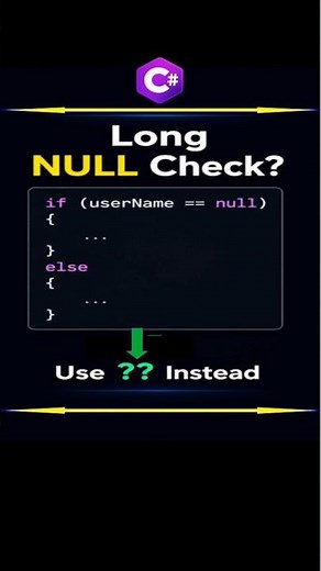 Writing Long Null Checks! Use ?? Operator in C# | Null-Coalescing Operator | #programming #csharp