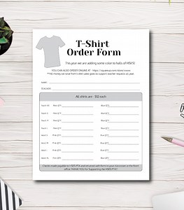 T-shirt Order Form Template, PTA, PTSA, PTO, Church Fundraiser Flyer Template, Printable File, Edit Yourself, Easy to Use Template - Etsy