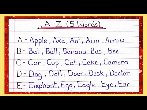 A to Z Alphabet 5 words || A to Z Alphabets with spelling for 5 words for learning || Five words A-Z