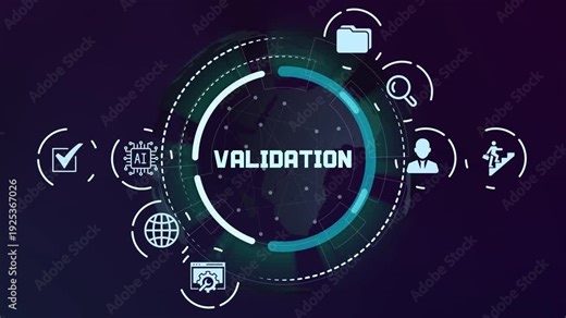 Data validation and quality assurance verification process icon for accurate digital business information.