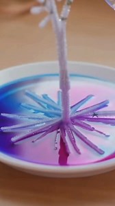 Make Your Own Magic Crystal Tree at Home Materials: Pipe cleaners (white, blue, or silver) String or thread Pencil or stick to suspend the tree(s) Borax powder (3 tablespoons per 1 cup of boiling water) Boiling water Blue food coloring (optional) White glitter (optional) Instructions: Shape the Tree Frame: Twist pipe cleaners into Christmas tree shapes. Add small branches by twisting smaller pipe cleaner bits onto the trunk. Tie a string to the top for hanging. Prepare the Crystal Solution: Heat