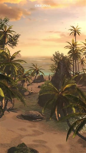 Beach Comparison Original vs Resynced Black Flag gameplay 🏴‍☠️ #assassinscreed #comparison #glow-up