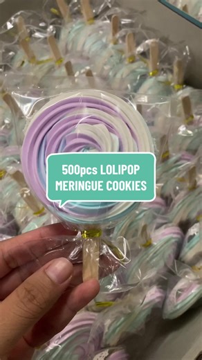 500pcs LOLIPOP MERINGUE COOKIES Theme White, Baby Blue & Lilac