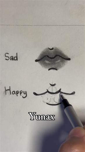 How to Draw Sad & Happy Lips Easily | Simple Expression Tutorial #shorts #yunax