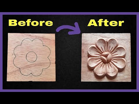 Carving a simple but elegant flower from scratch || Wood art