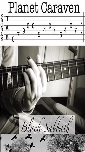 Planet Caravan riff guitar tab simplified, Black Sabbath's planet carvan with tabs made easy