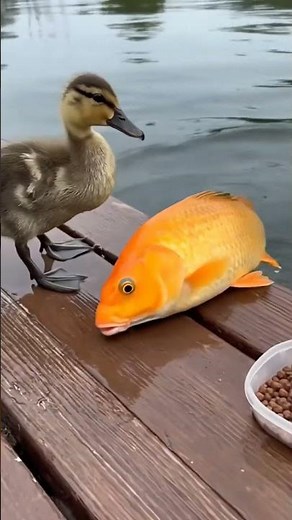 Baby Duck Feeds Fish and Saves One’s Life | Heartwarming Animal Rescue Moment