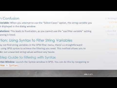 Resolving the Issue of Not Seeing String Variables in the Filter Menu in SPSS