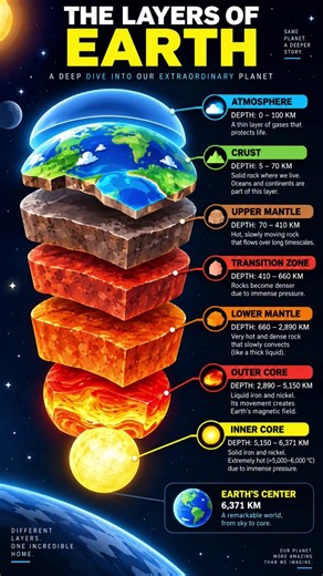 Earth’s Layers Explained 🌍 | What Lies Beneath Our Feet? 👀#Earth #EarthLayers