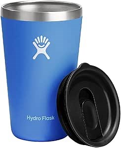Hydro Flask All Around Tumbler Press-In Lid, Insulated Travel Mug, Stainless Steel Coffee Cup 16 Oz Cascade Blue