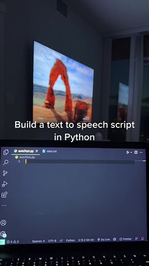 Build a text to speech script using Python! 👨🏼‍💻 #coding #developer #tech #computerscience #codingtok