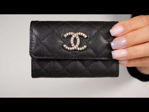 Chanel Flap Card Holder ❤️ 2025 Collection ❤️ Black Caviar Leather & Gold Hardware with Crystals