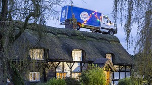 Tesco delivery van spotted on a roof in Cheshire as supermarket releases new Christmas ad