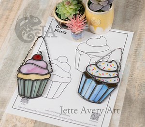 Pattern- Cupcake Stained Glass Suncatcher - Etsy Australia