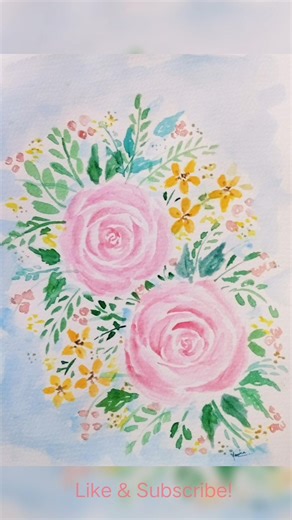 Loose Floral watercolor Roses| #shorts #watercolorpainting #watercolor