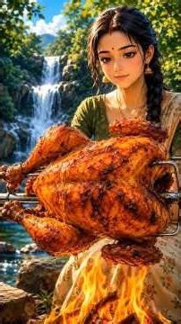 🍗 Crispy Roasted Chicken and Spicy Sauce in Nature 🍗 | Chicken Recipe #trending #shorts #recipe