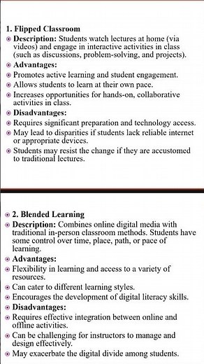 Blended Learning and Flipped Classroom teaching methods