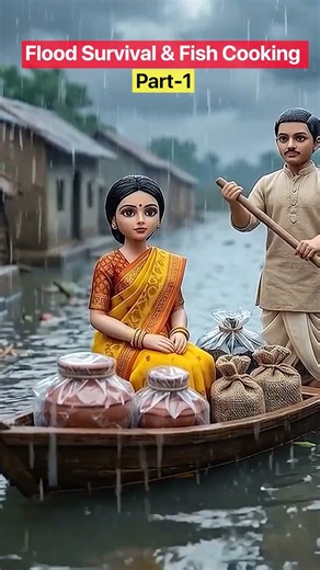 ☔️Miniature Doll Flood Survival & Fish Cooking ASMR 🐟 | Tiny Kitchen Indian ASMR Story | Part 1