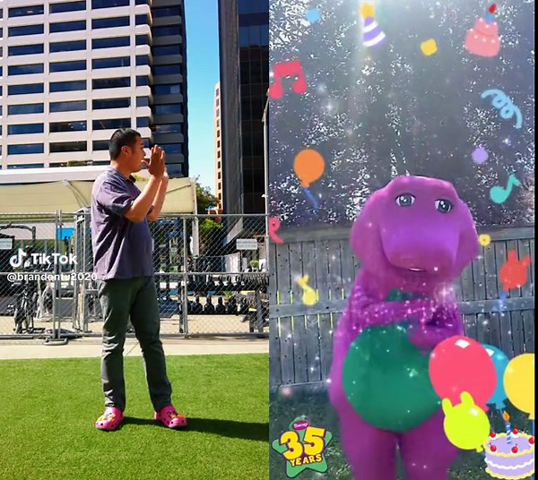 #duet with @bultum2000 #barneythedinosaur Happy birthday, Barney! Let's sing Happy birthday to Barney. 💜💚💛🎂🎁🎈🎉🥳 #happybirthday #singalong
