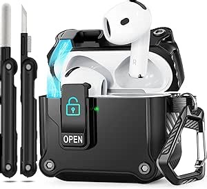 for AirPods 4 Case 2024, Secure Lock & Auto-Open Design for Apple AirPods 4th Generation Case Cover with Cleaner and Keychain for Men Women, Anti-Scratch Drop Protection