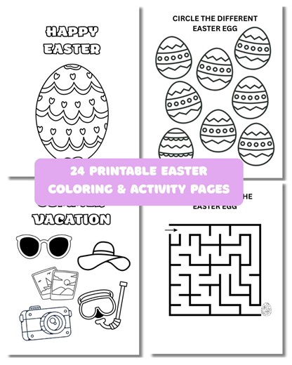 24 Printable Easter Coloring and Activity Pages, Easter Coloring for Kids, Digital Worksheets for Kids, Easter Worksheets - Etsy