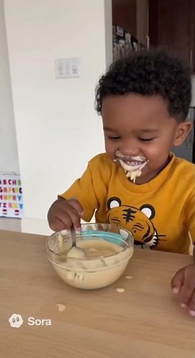 funny little indian boy eats pudding with a fork (viral) #pudding
