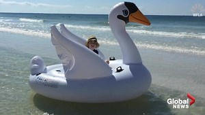 Florida mother, son swept out to sea on swan float