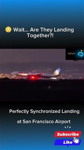 Two Airliners Landing Side by Side at Night! 😱 | SFO #aviationfacts #aircraft #aircraftlovers