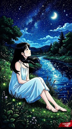 Starlight River 🌙 Calming Anime Ambience for Sleep & Relaxation (No Music)
