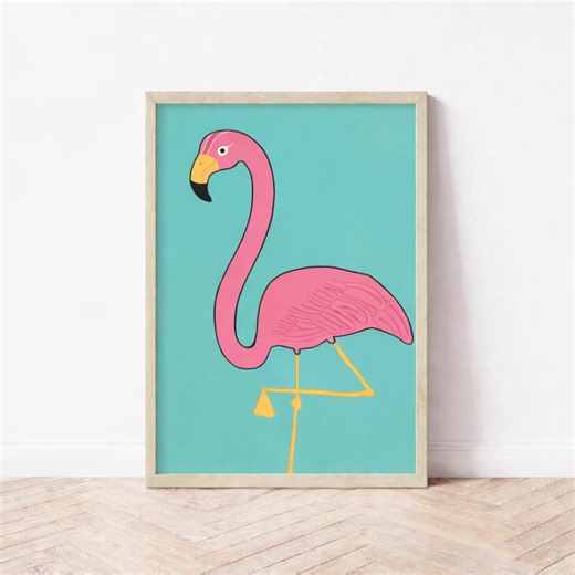 Flamingo Art Print, Colorful, Pink, Quirky Illustration, Bedroom Decor - Etsy