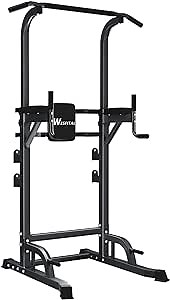 Wesfital Power Tower Pull Up Dip Station, Pull Up Tower Workout Station Height Adjustable Strength Training Equipment for Fitness Home Gyms