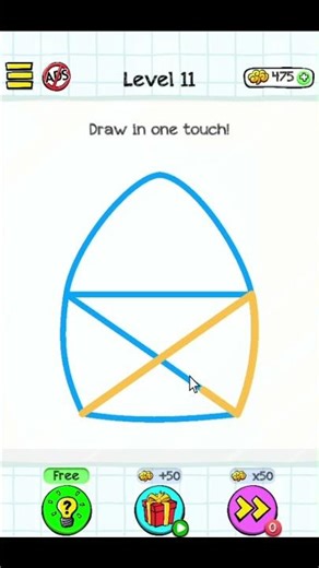 Braindom: Brain Games Test Level 11 Draw in one touch!