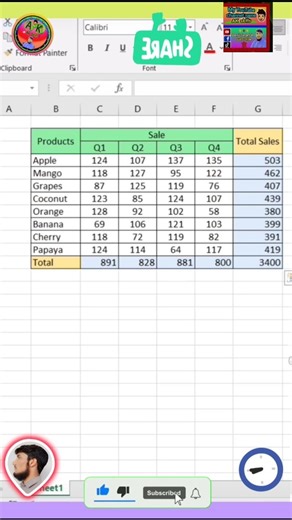 👉How to make Auto sum key in#excel #computereducation #viralvideo #reels #viral #video #youtube #rap